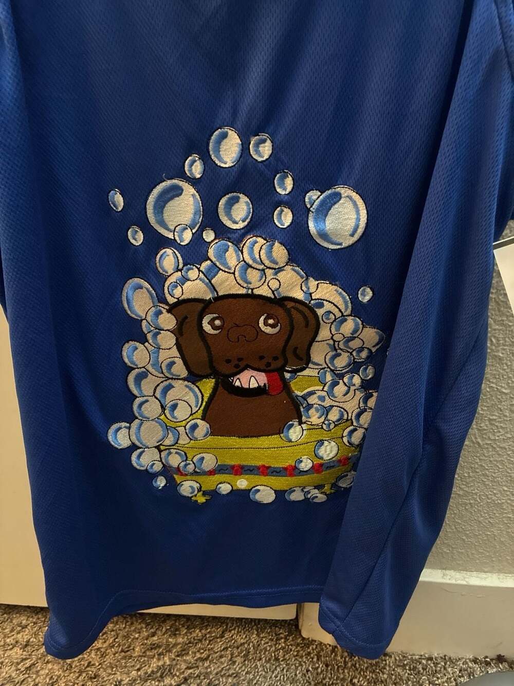 Team Pup N Suds Blue Embroidered Mesh Basketball Jersey